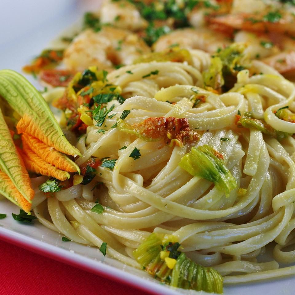 Penne with Zucchini Blossoms