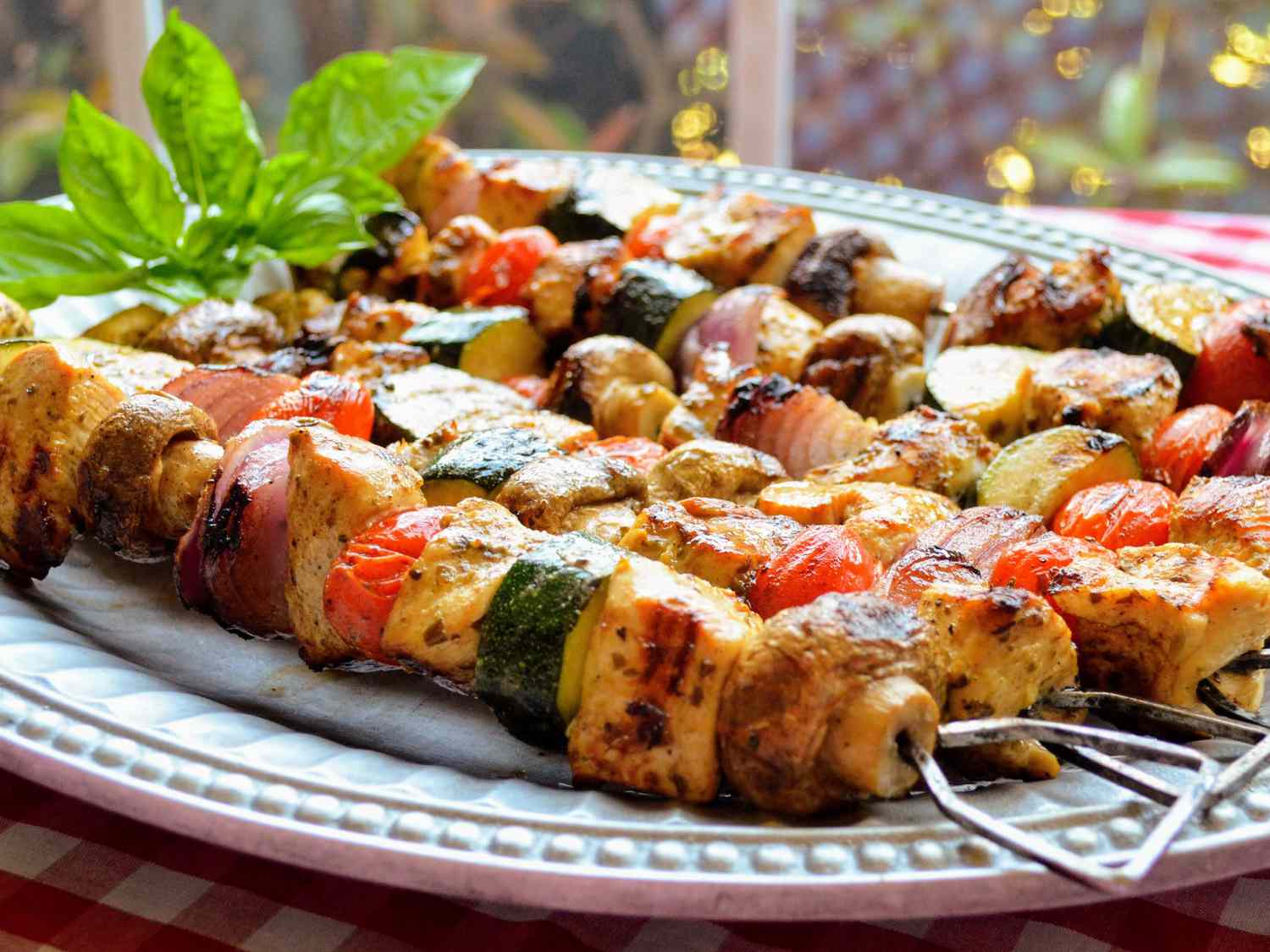 Pesto Chicken Veggie Kabobs