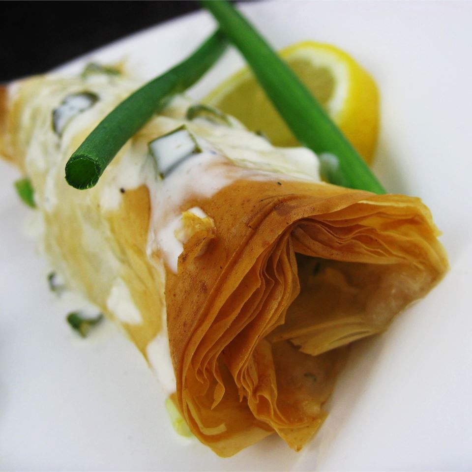 Phyllo-Wrapped Halibut with Lemon Sauce