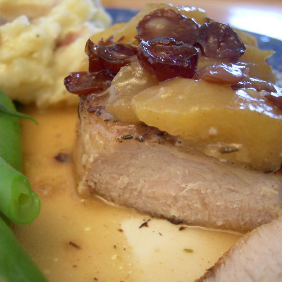 Pork Chops with Apples and Raisin Sauce