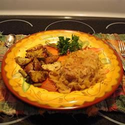 Pork Chops with Sauerkraut and Apple Sauce