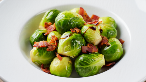 Air Fryer Balsamic Bacon Brussels Sprouts