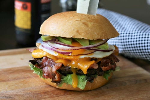 Bacon, Egg, and Avocado Burger