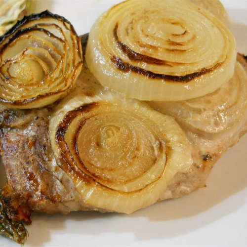 Caramelized Onion Roast Pork Chop