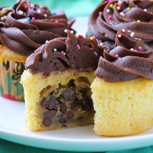 Cookie Dough Filled Cupcakes