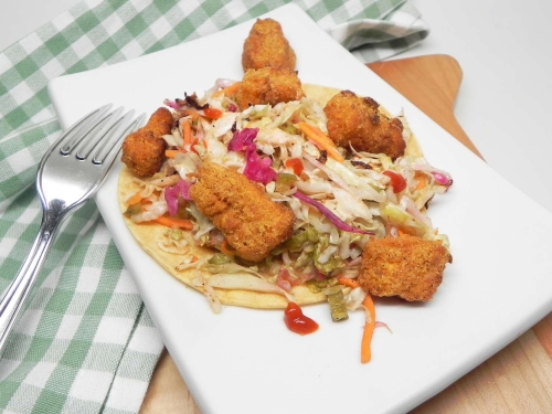 Crispy Air Fryer Fish Tacos with Lime Slaw