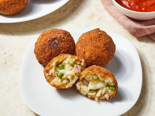 Crispy Arancini with Mozzarella and Ham