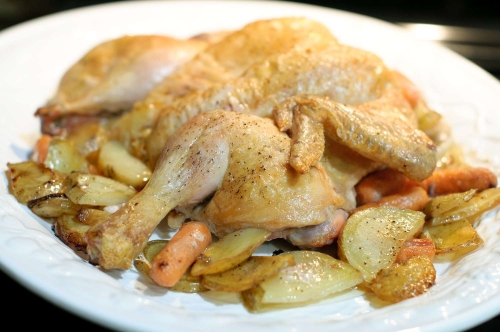 Crispy Roasted Chicken with Potatoes