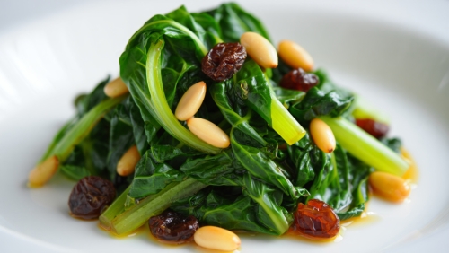 Spanish Swiss Chard with Raisins and Pine Nuts