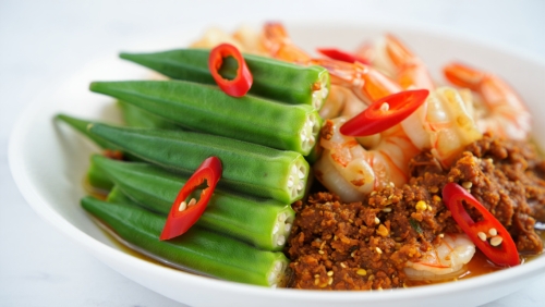 Spicy Malaysian Okra with Shrimp
