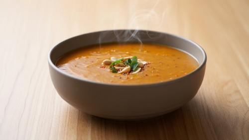Sweet Potato and Peanut Soup with African Spices