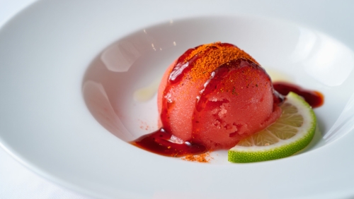 Watermelon Sorbet with Chamoy and Tajin