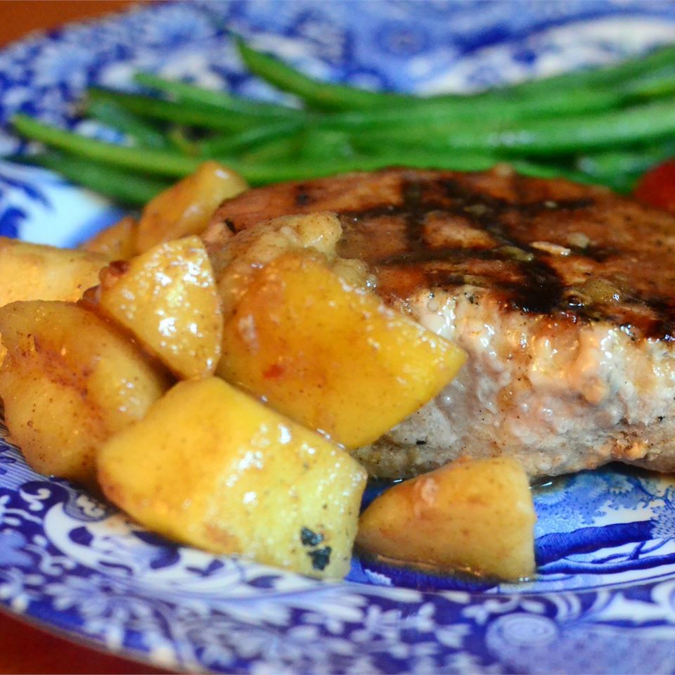 Pritchett's Grilled Pork Chops with Apple Pear Topping