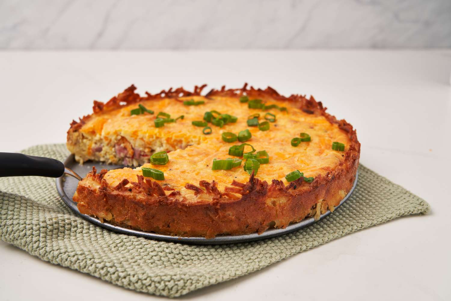 Quiche with Crispy Hash Brown Crust