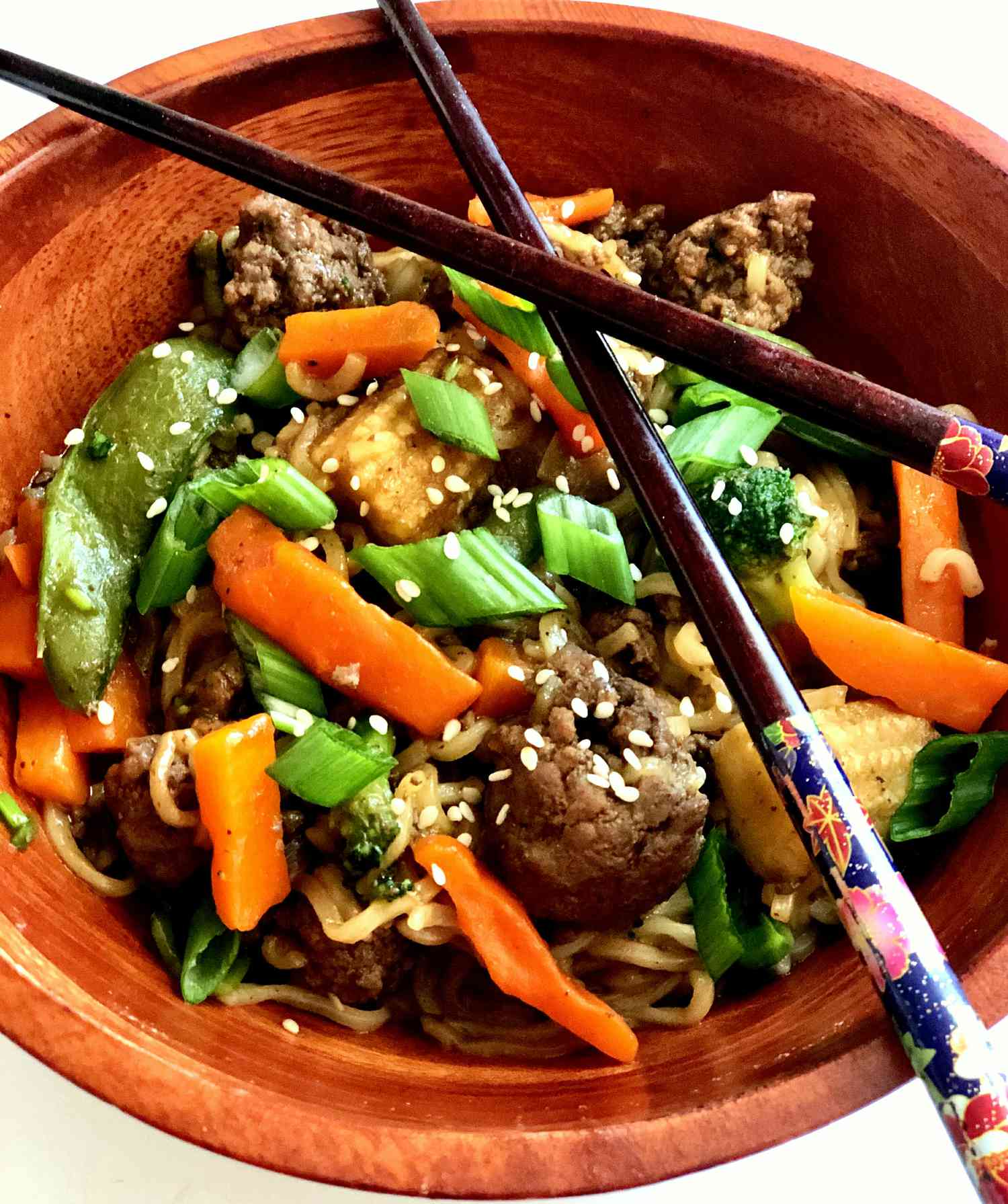 Quick Asian Ground Beef and Noodle Bowls