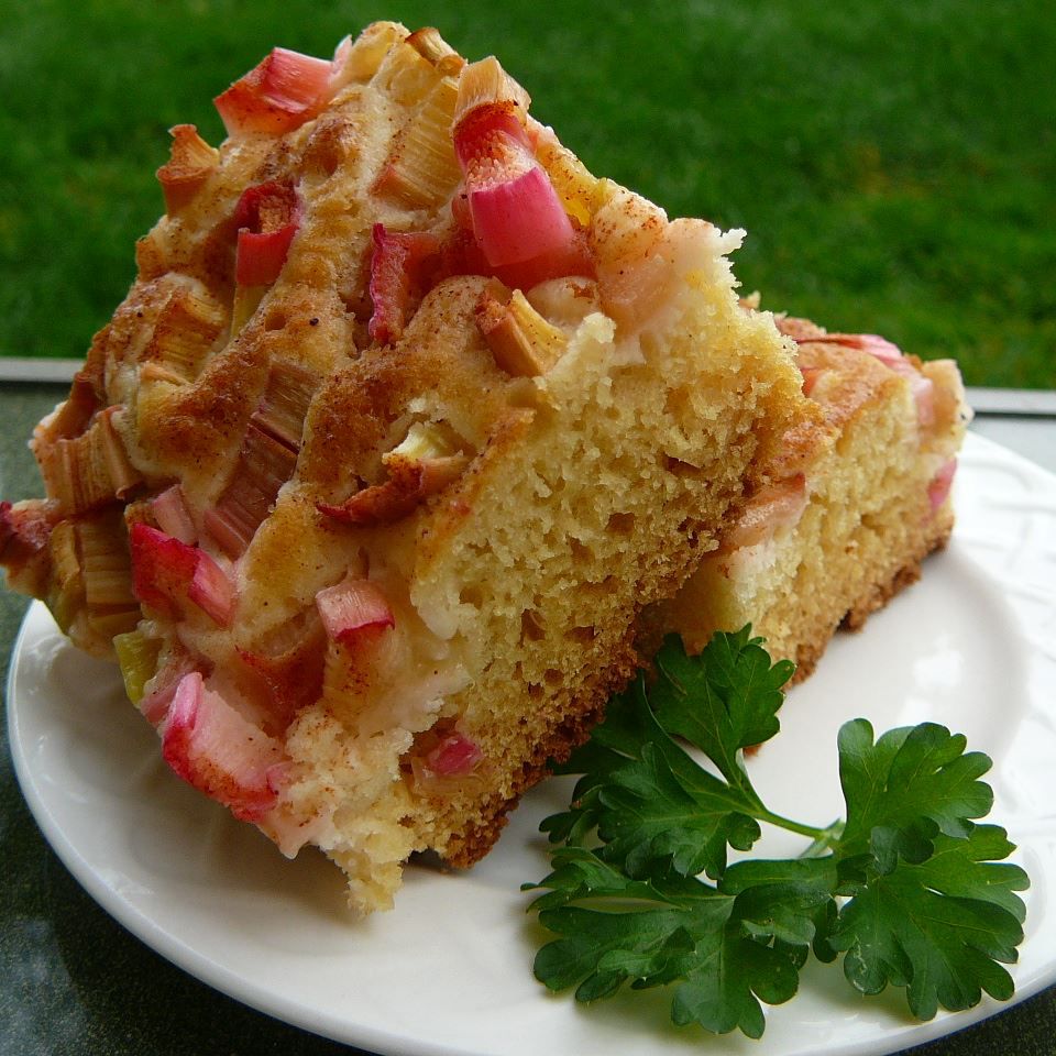 Rhubarb Sour Cream Coffee Cake