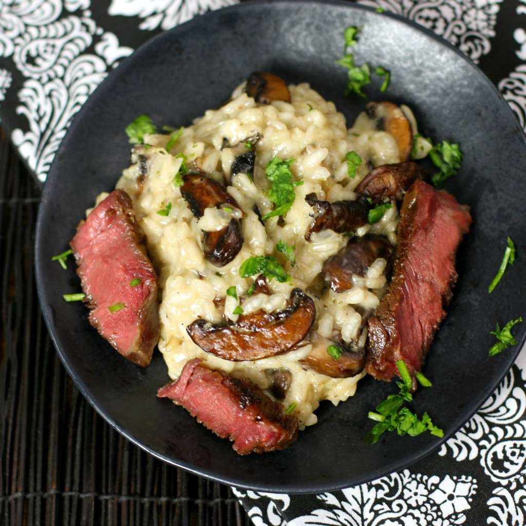 Rib-Eye Steak with Mushroom Risotto