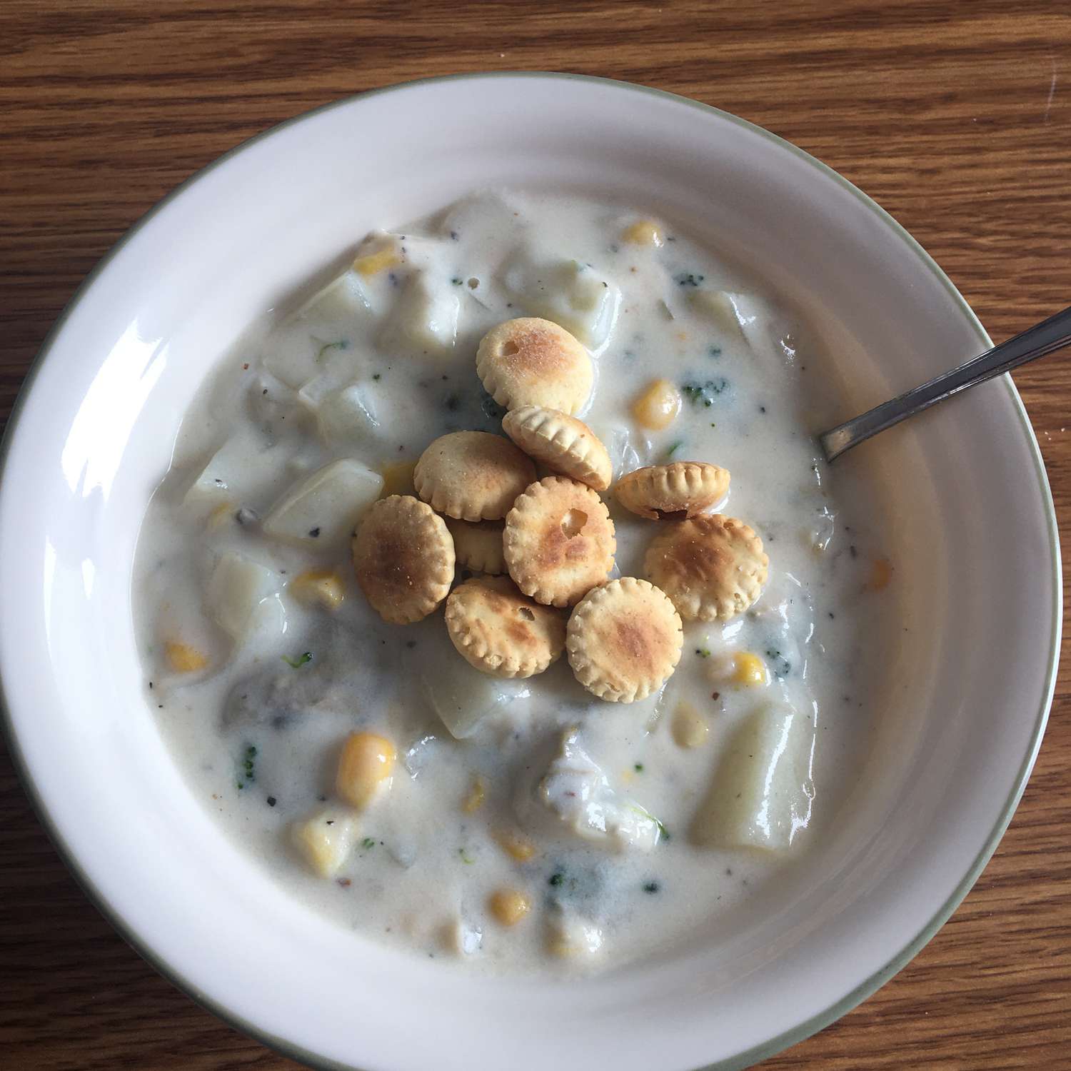 Rich Oyster Chowder with Potatoes and Corn