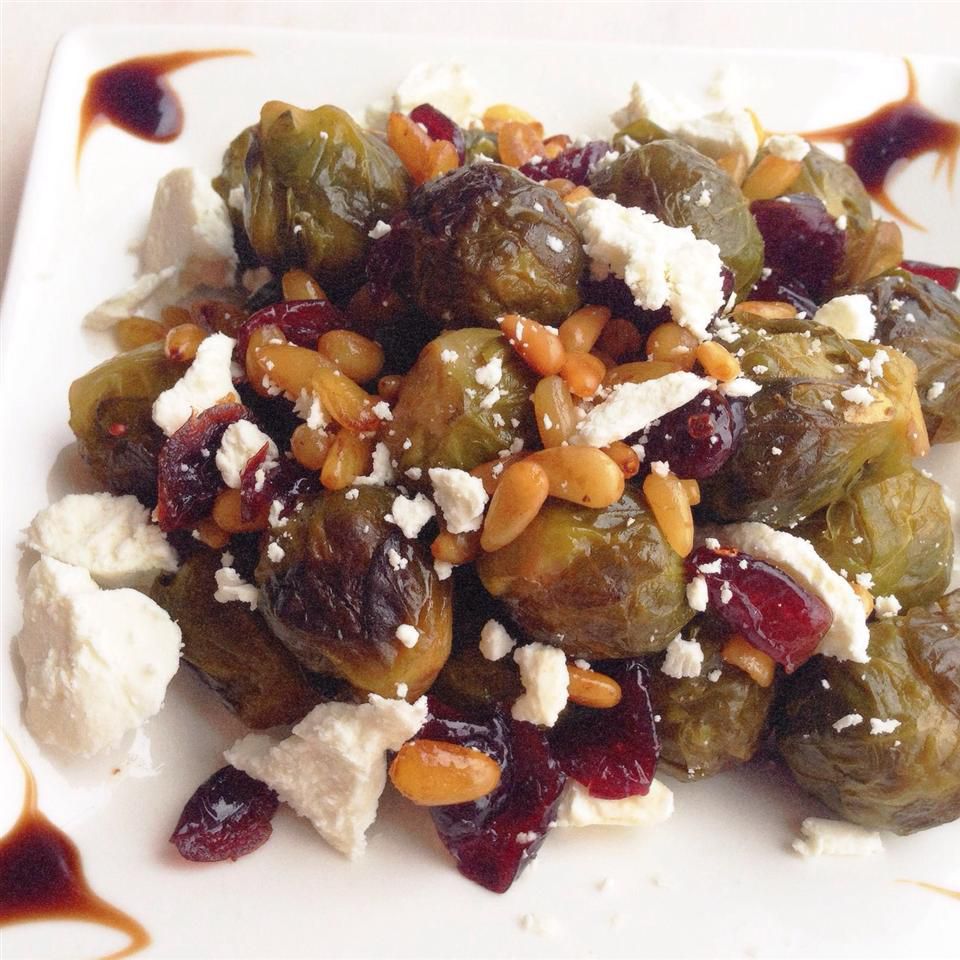 Roasted Balsamic Brussels Sprouts with Feta and Walnuts