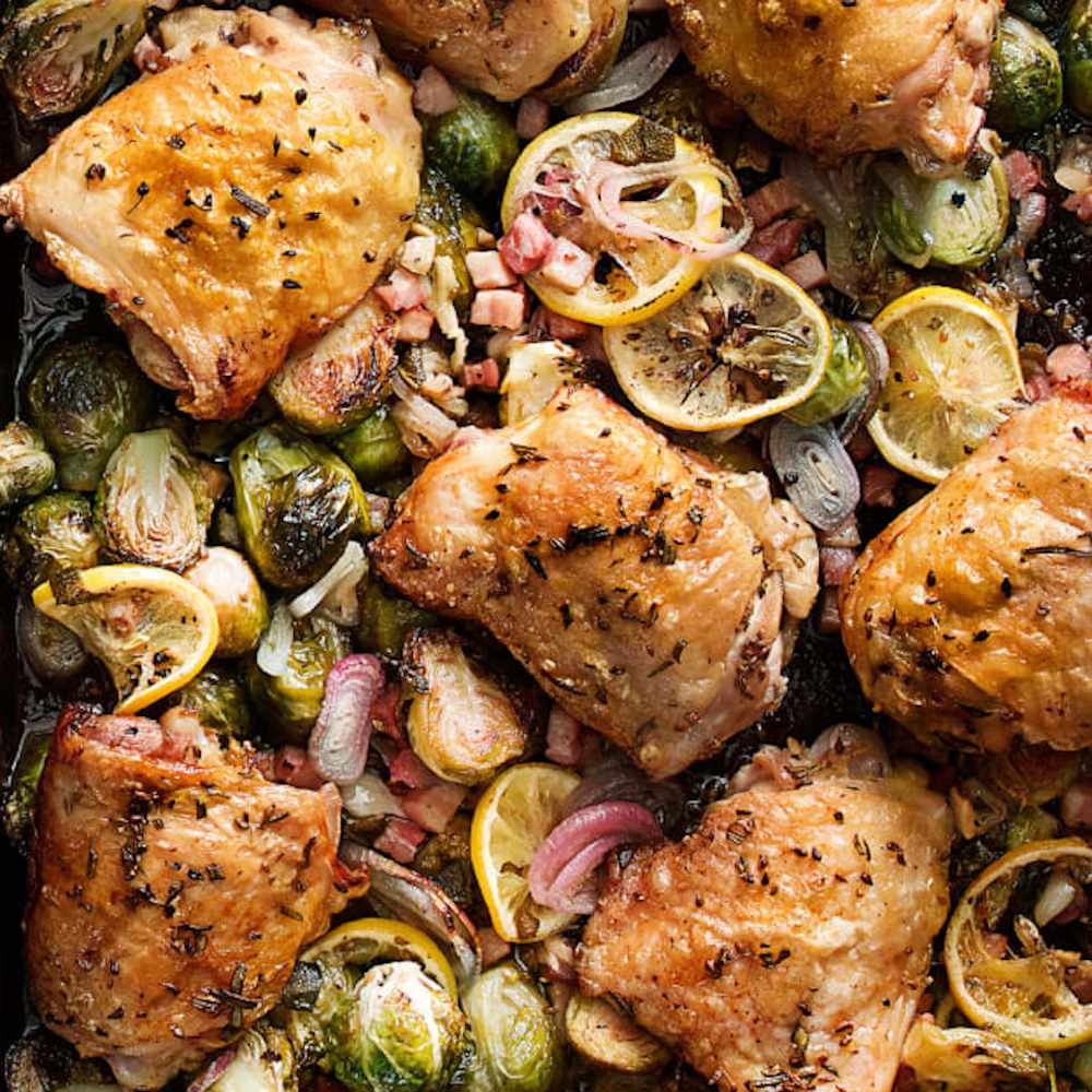 Roasted Chicken Thighs and Brussels Sprouts