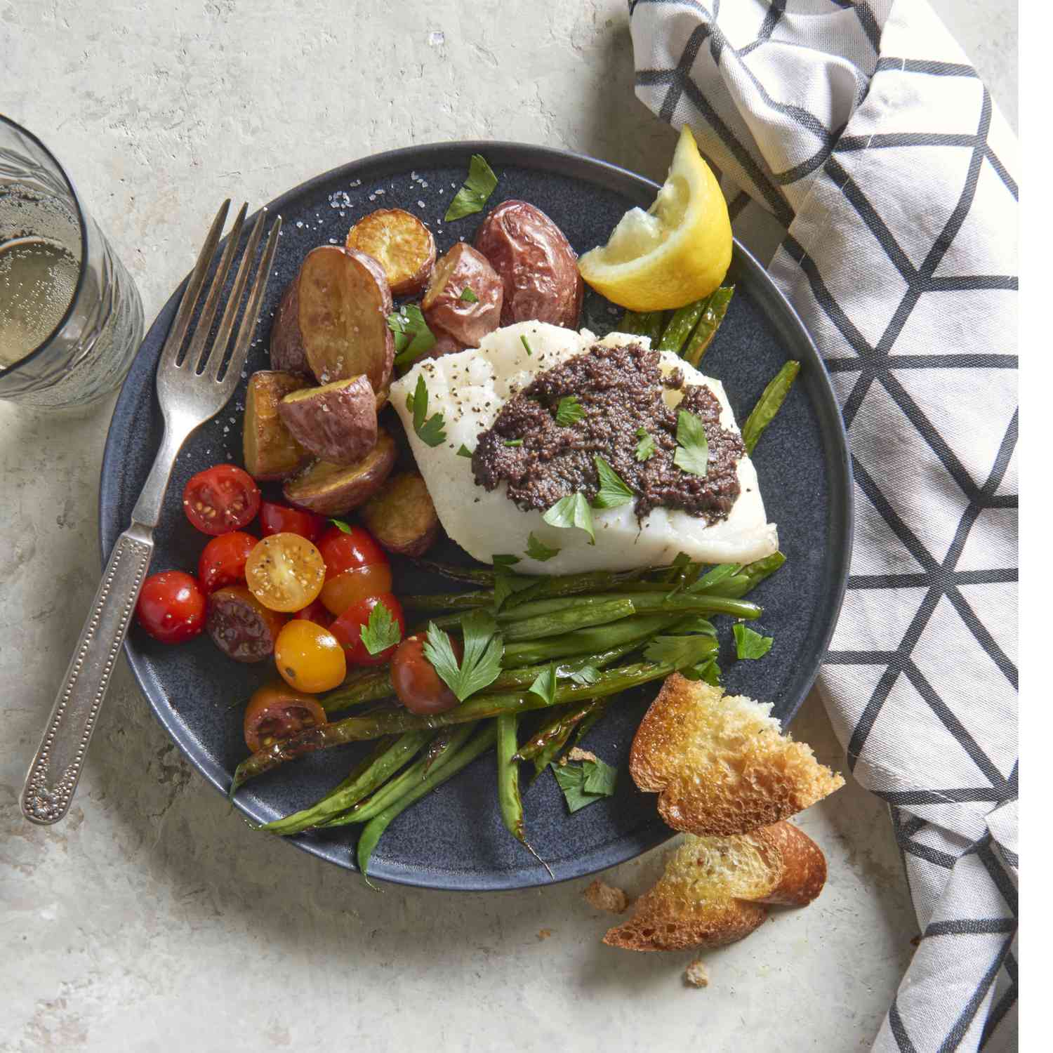Roasted Cod with Green Beans and Potatoes