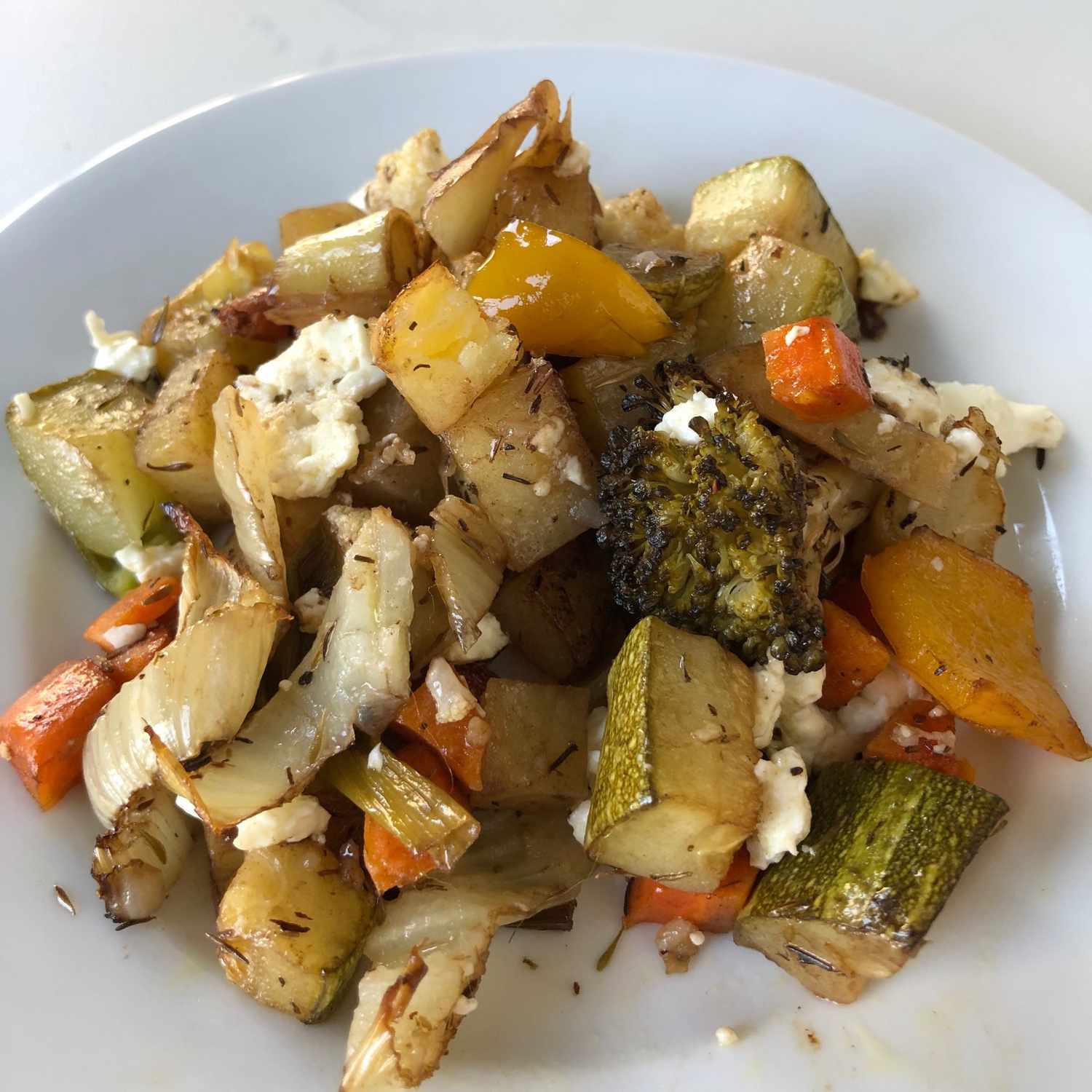 Roasted Vegetables with Feta on a Sheet Pan
