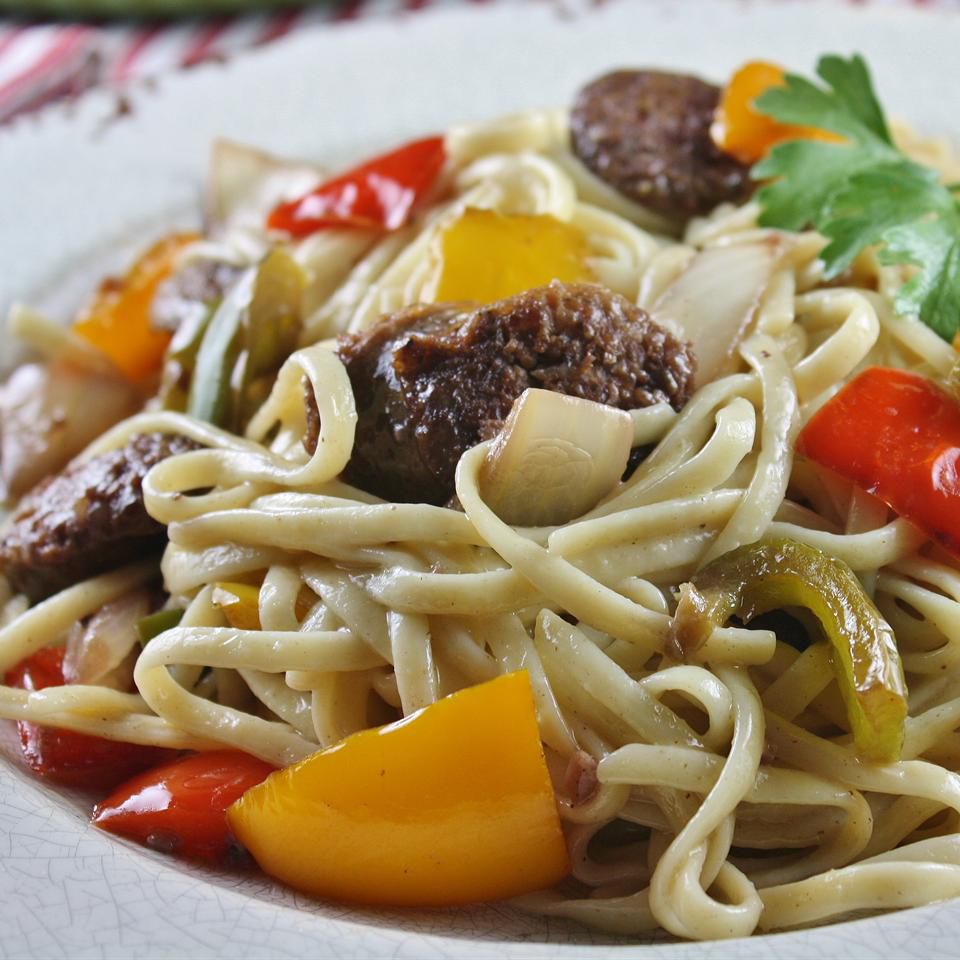 Sausage Linguine with Peppers