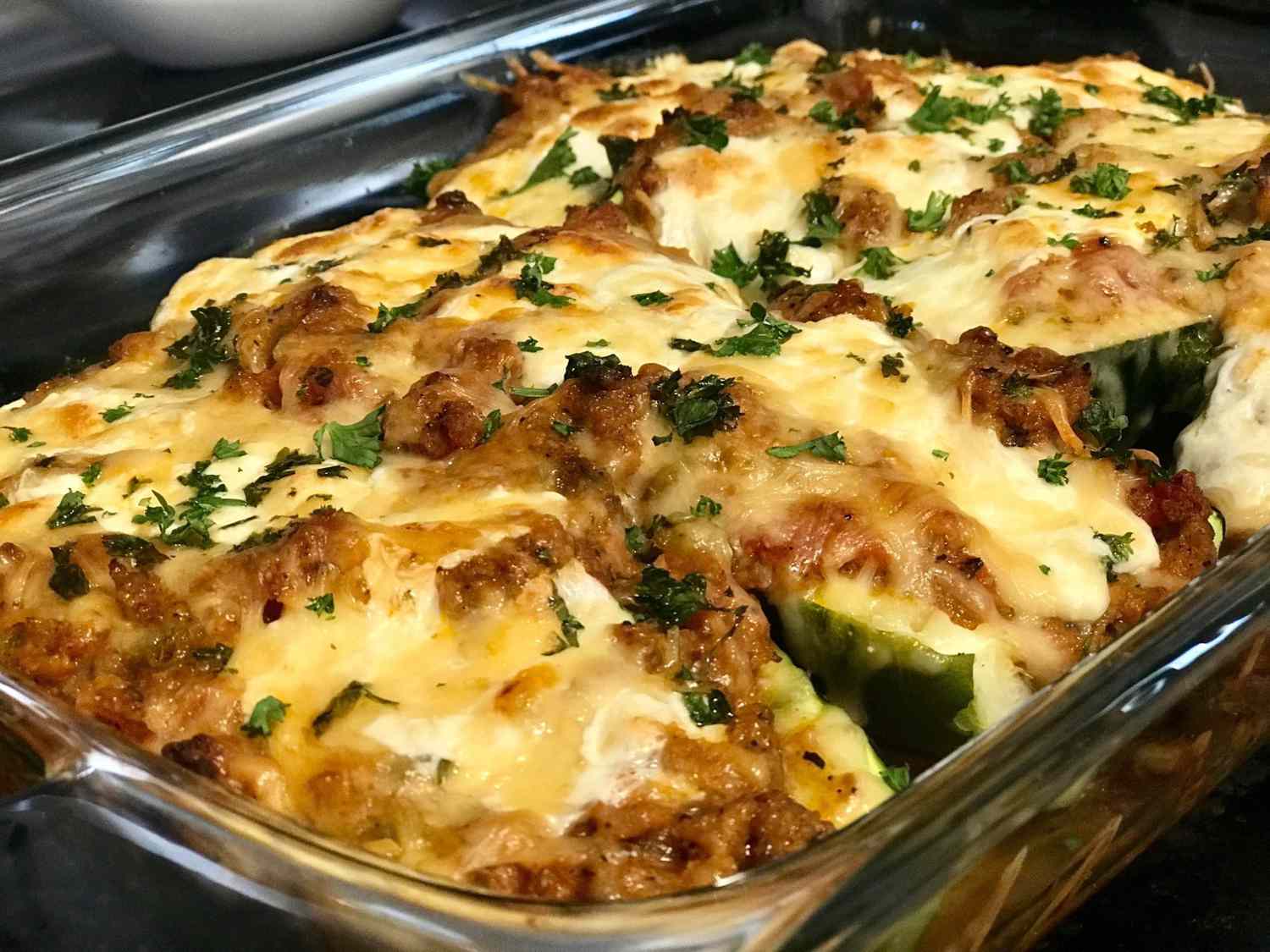 Sausage Stuffed Zucchini Boats