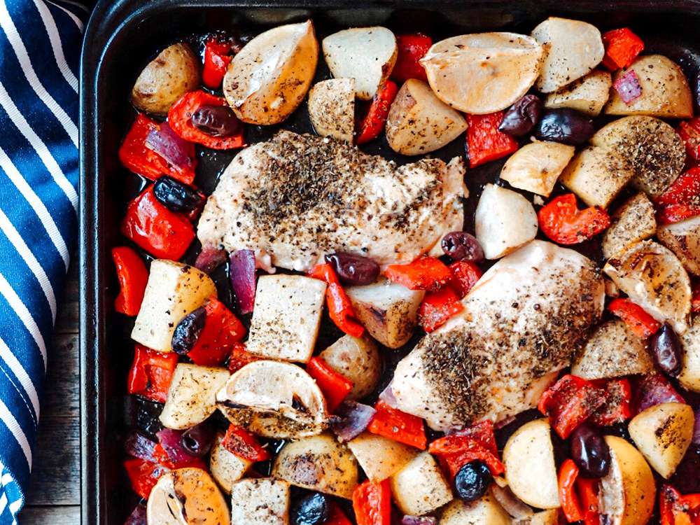 Sheet Pan Greek Chicken Dinner