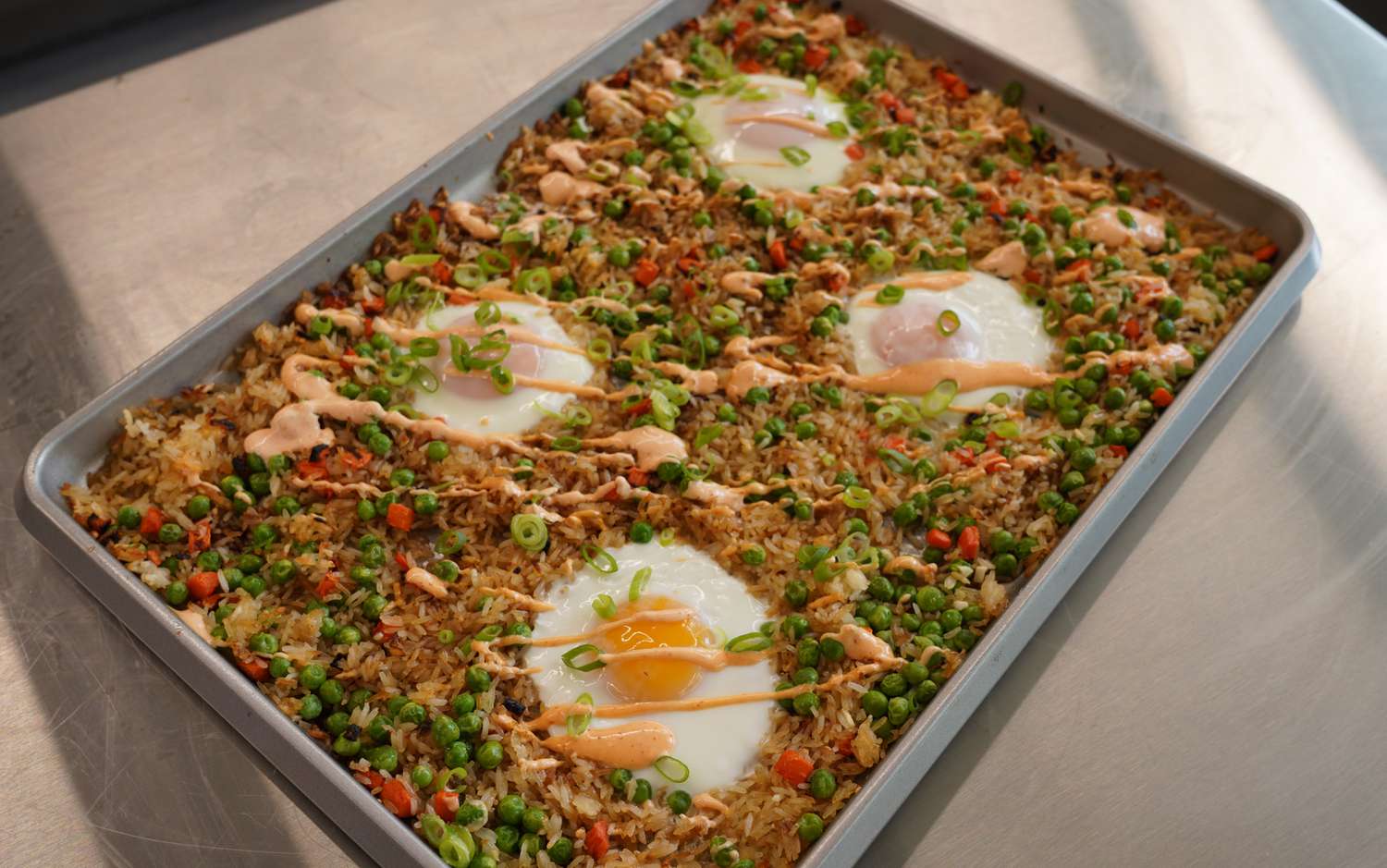Sheet Pan Sriracha Fried Rice