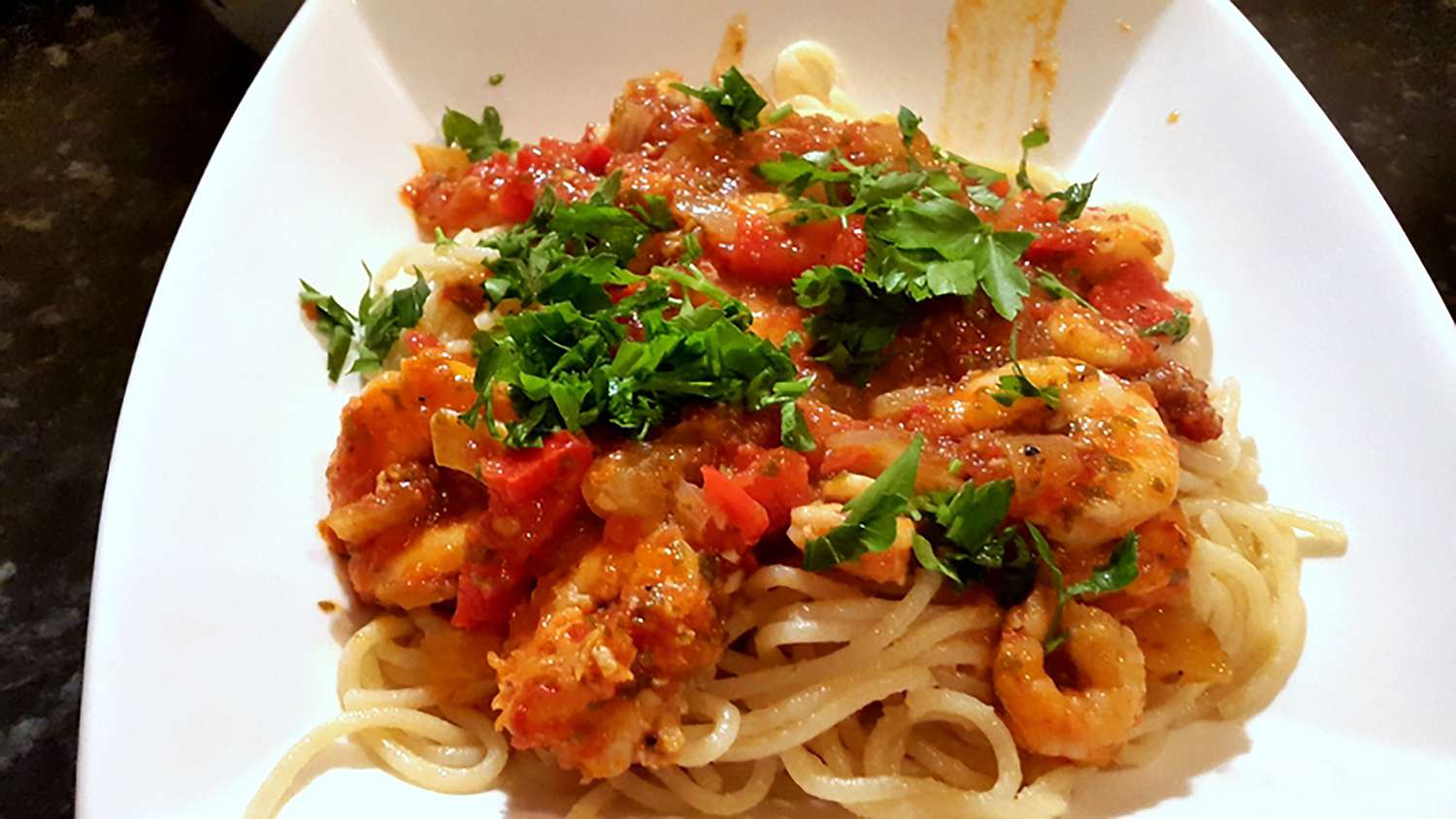 Shrimp Spaghetti in Tomato Sauce