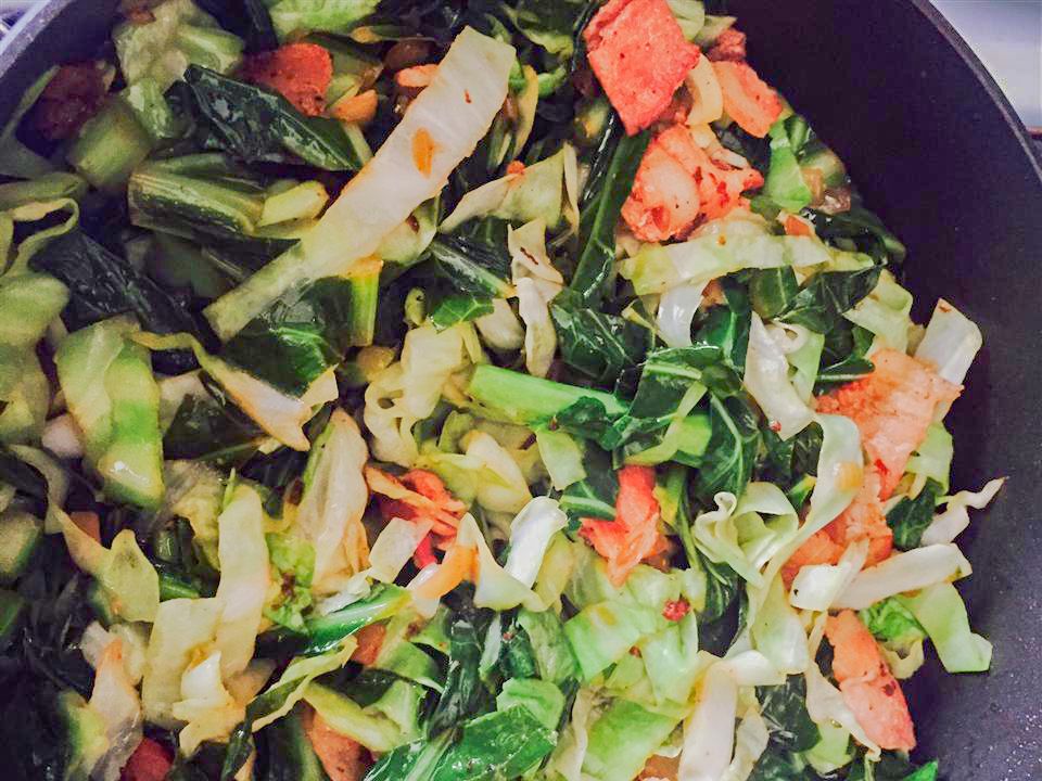 Smoky Collard Greens and Cabbage