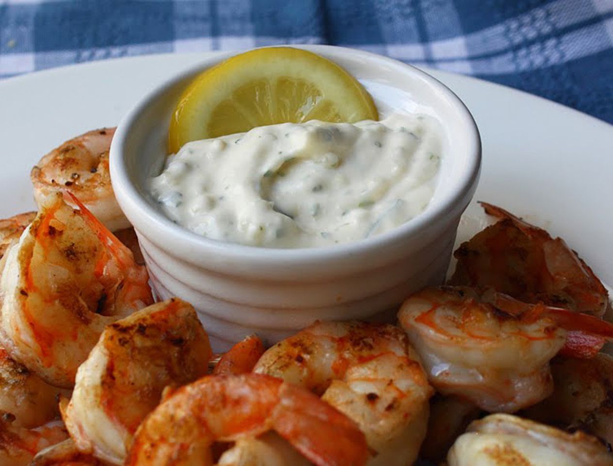 Smoky Grilled Shrimp with Lemon Sauce