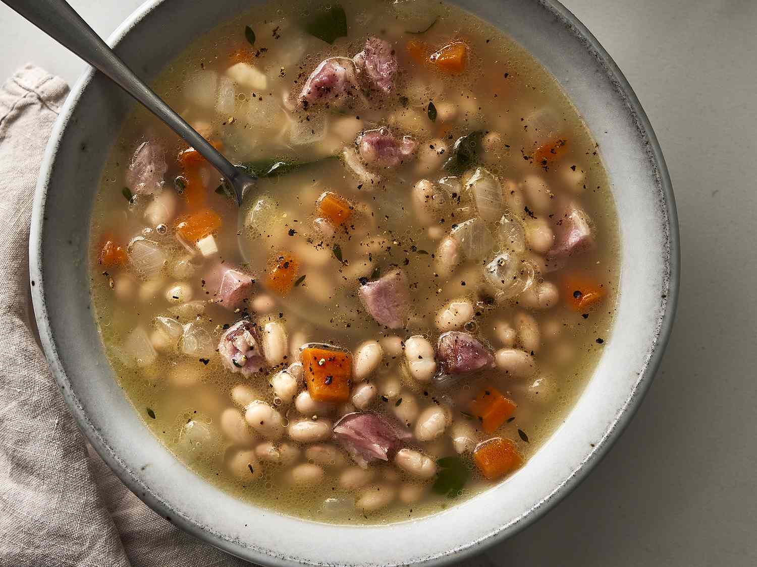 Smoky Ham and Navy Bean Soup