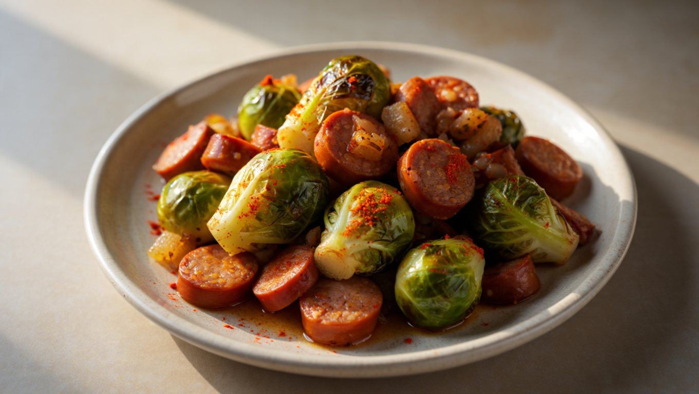 Smoky Roasted Brussels Sprouts with Kielbasa