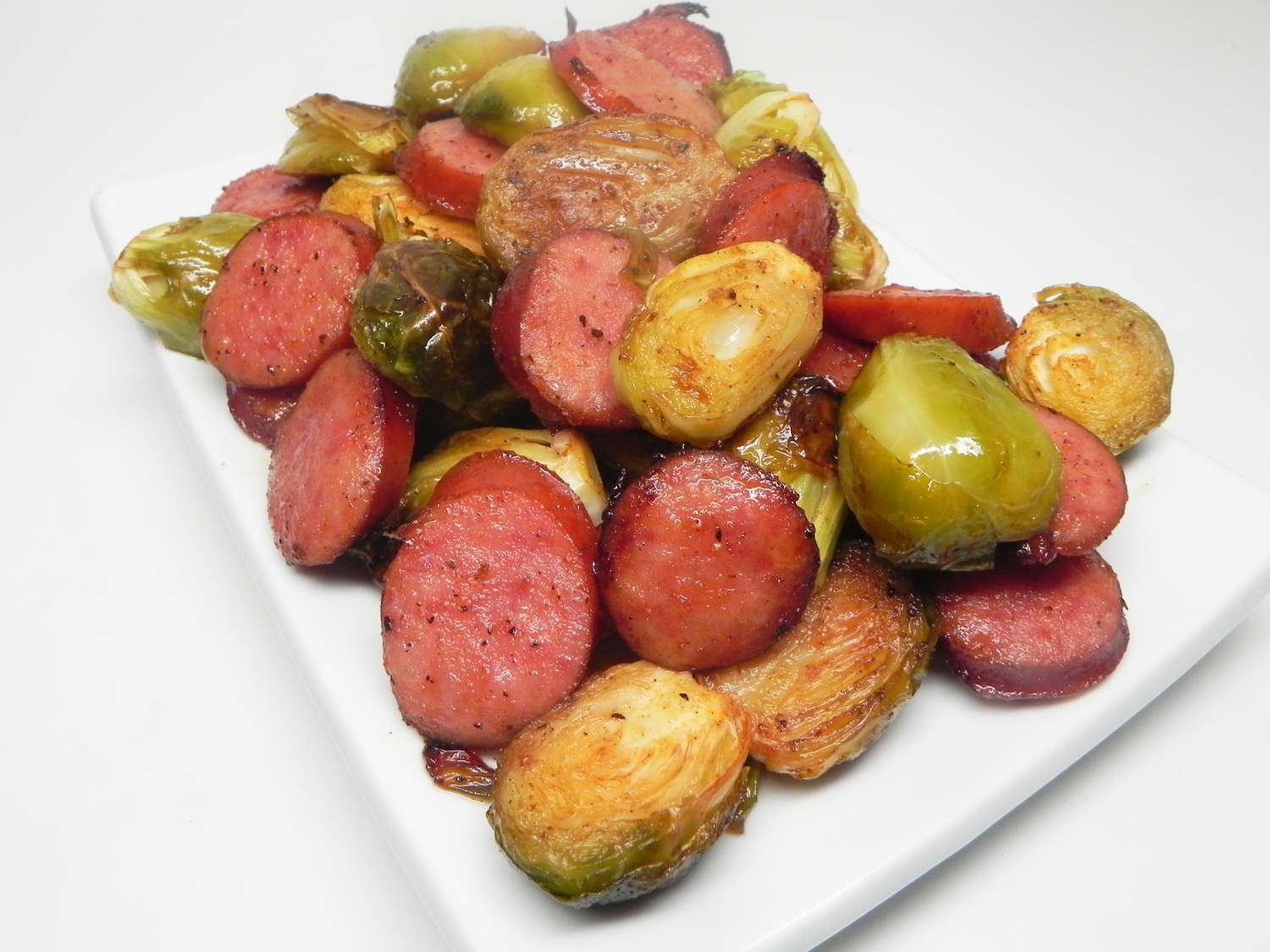 Smoky Roasted Brussels Sprouts with Kielbasa