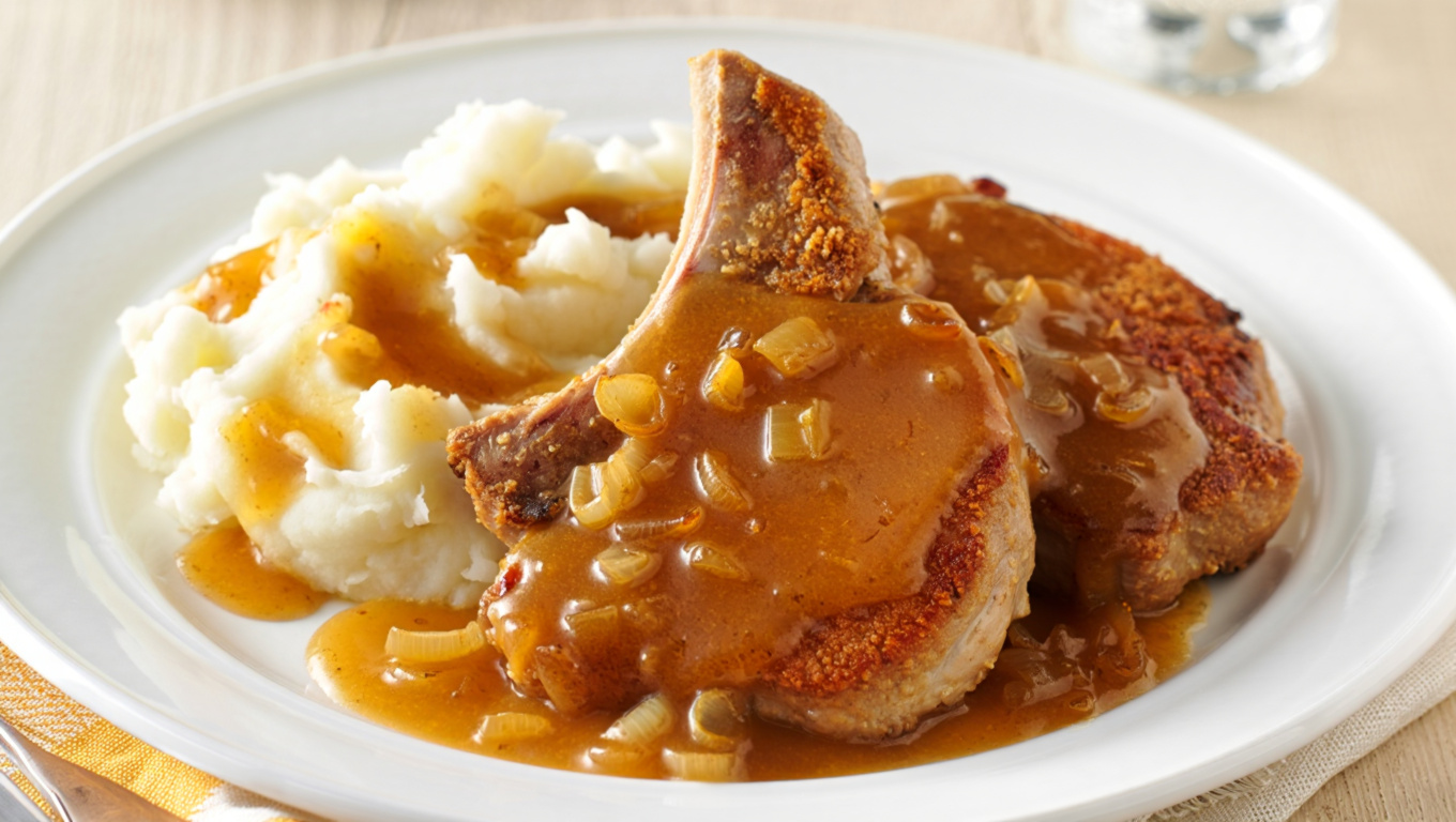 Southern Pork Chops with Onion Gravy