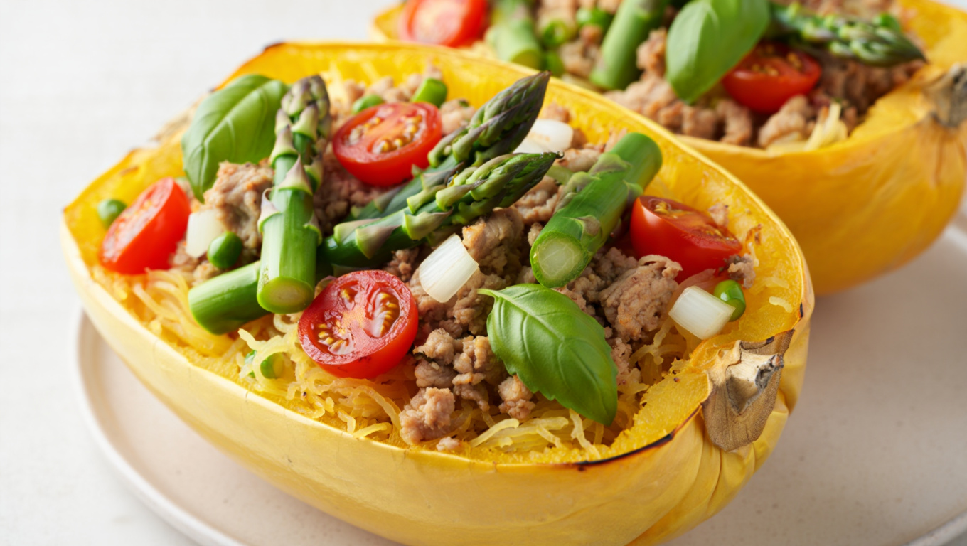 Spaghetti Squash with Ground Turkey and Veggies