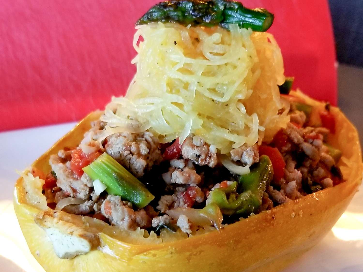Spaghetti Squash with Ground Turkey and Veggies