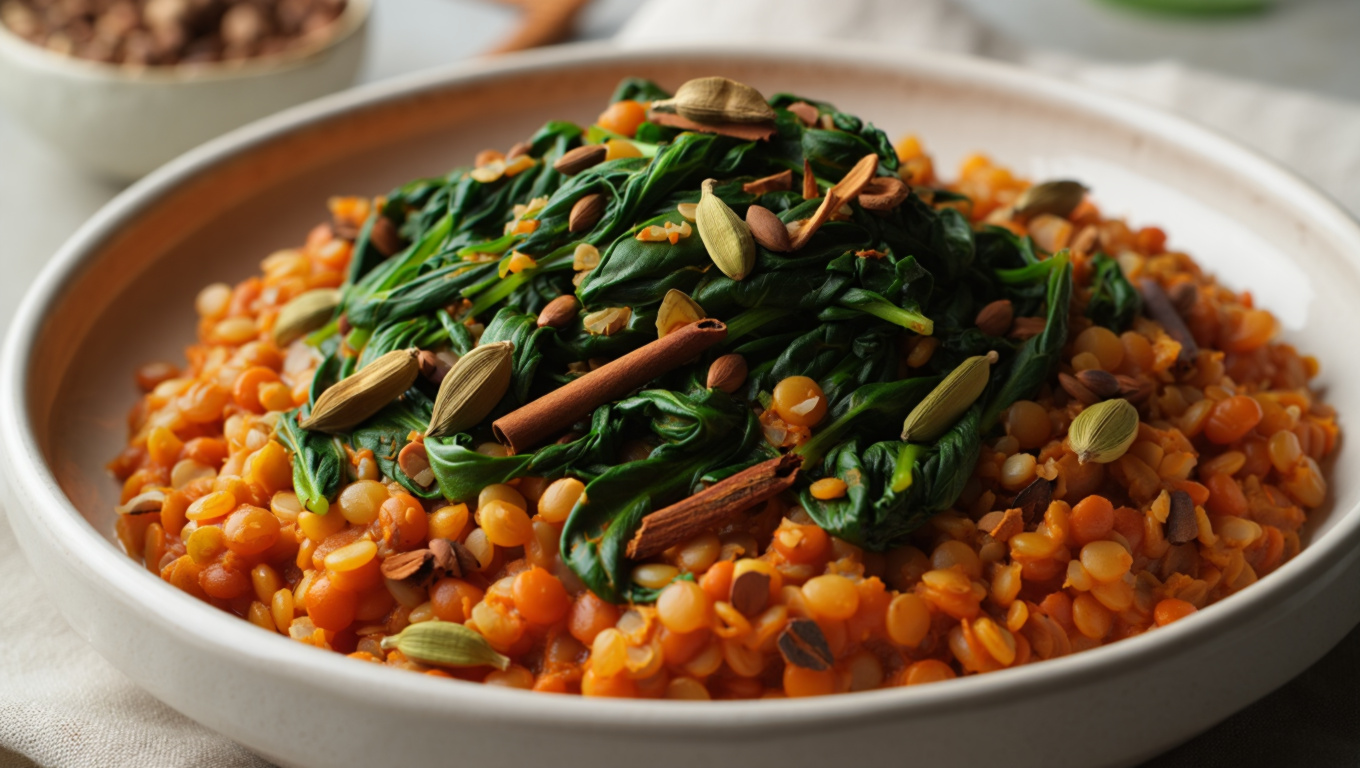 Spiced Lentils with Spinach