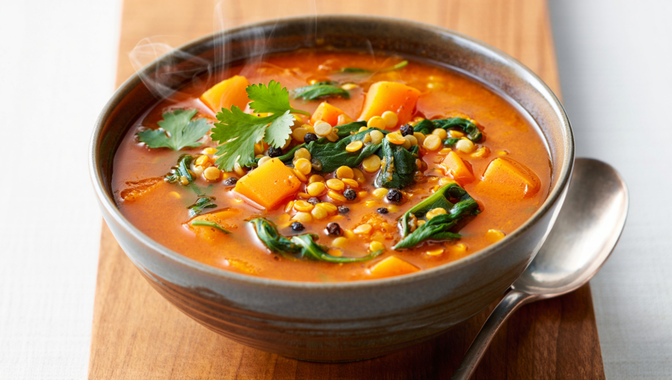 Spiced Sweet Potato Lentil Soup