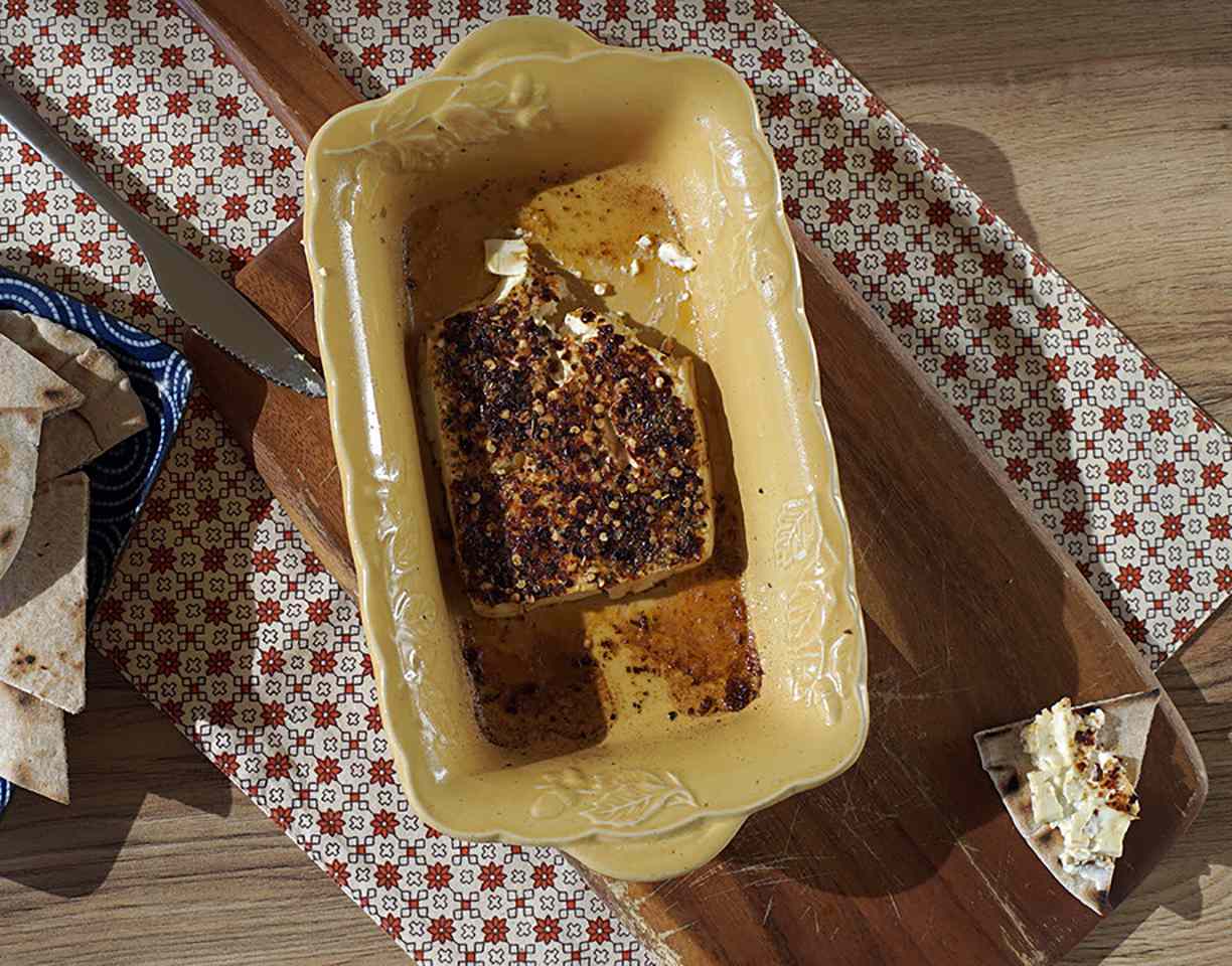 Spicy Baked Feta Cheese