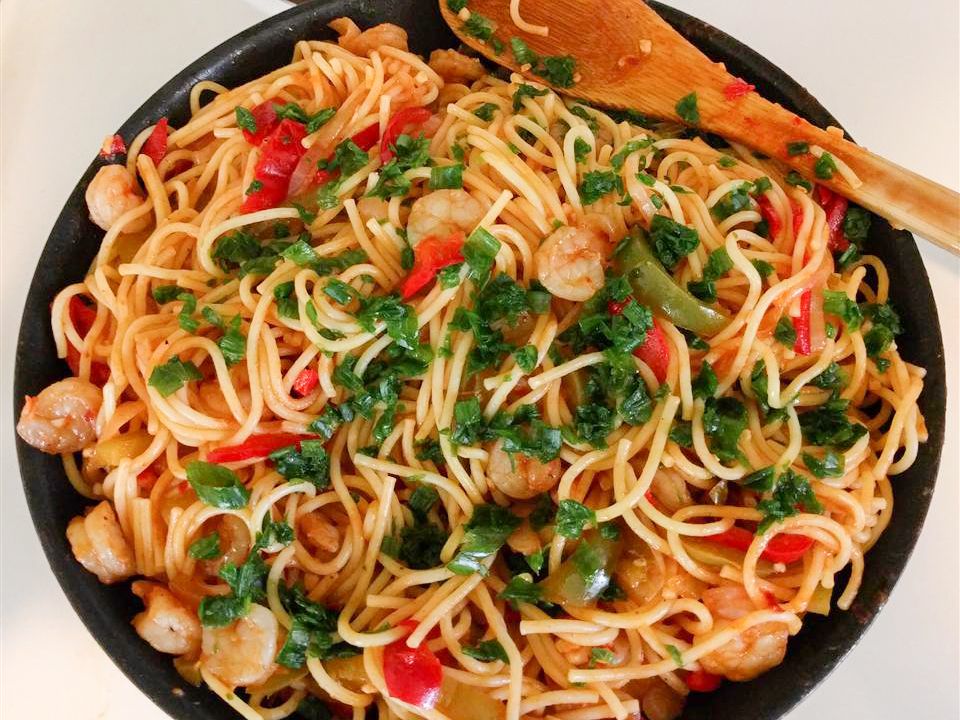 Spicy Cajun Shrimp Spaghetti