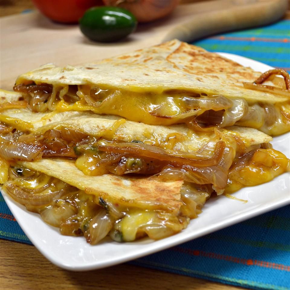 Spicy Caramelized Onion and Jalapeño Quesadillas