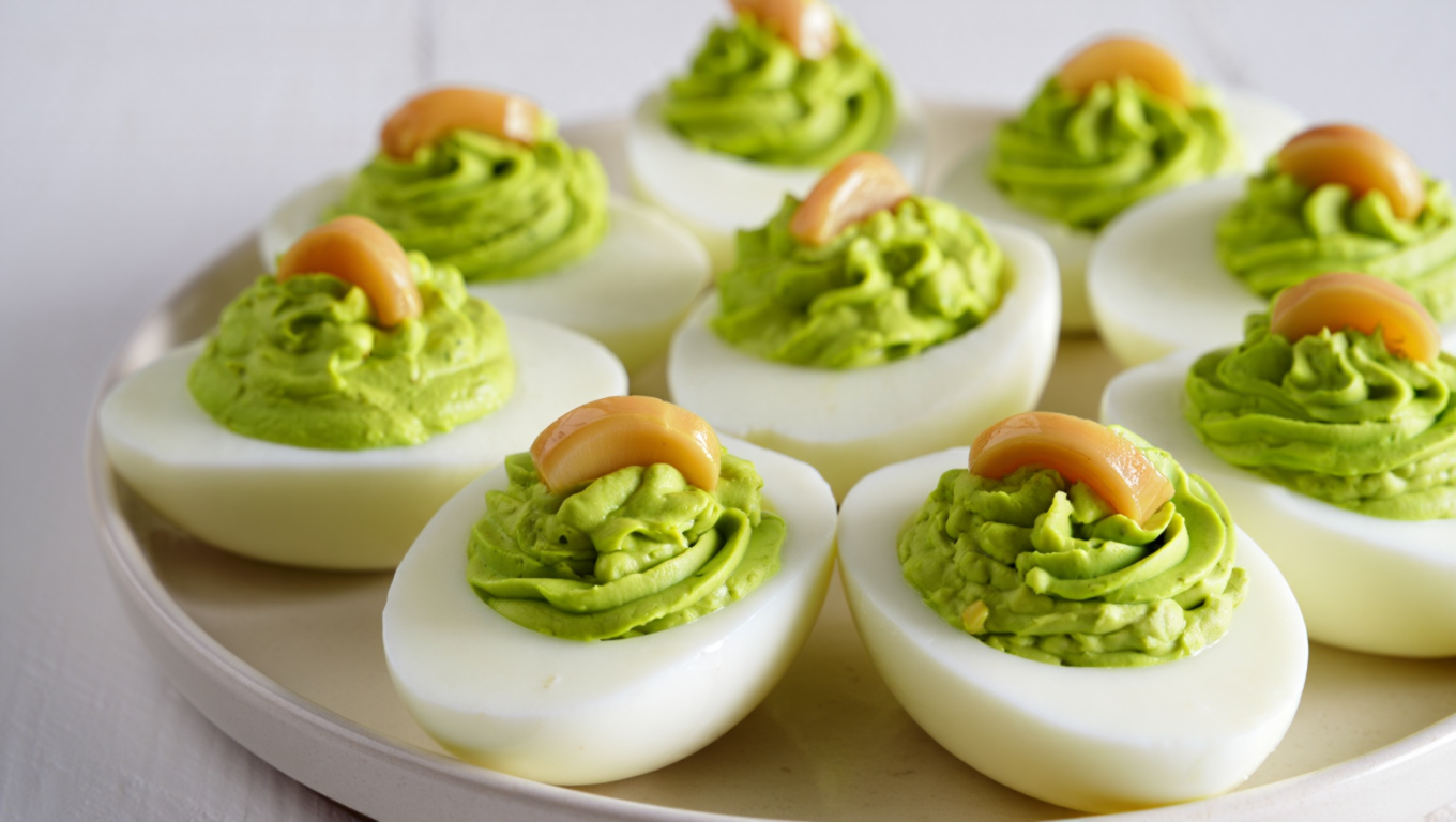Spicy Green Avocado Deviled Eggs