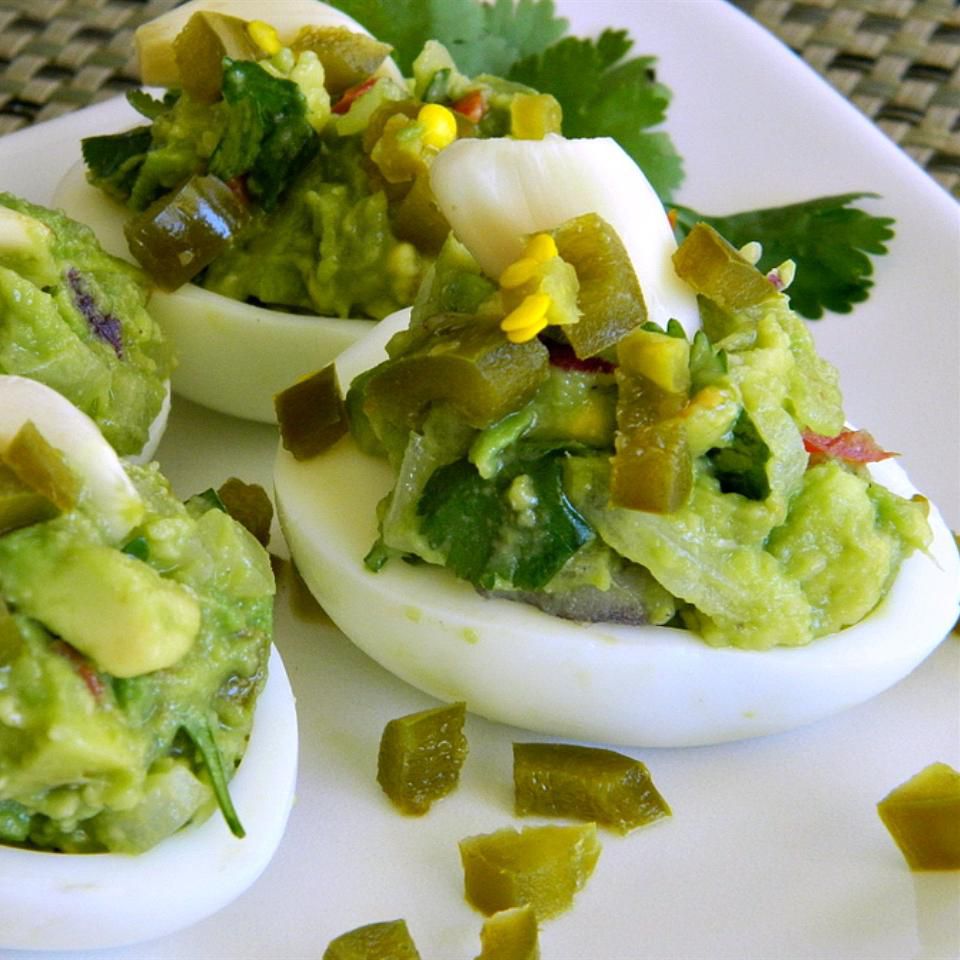 Spicy Green Avocado Deviled Eggs