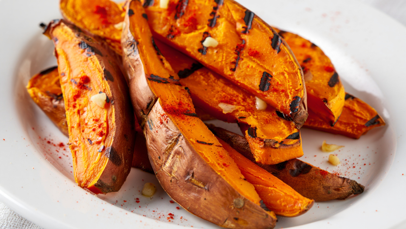 Spicy Grilled Sweet Potato Wedges