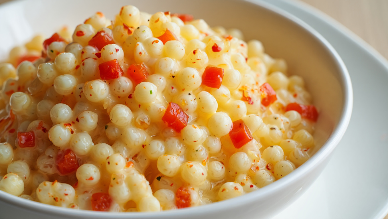 Spicy Israeli Couscous and Cheese