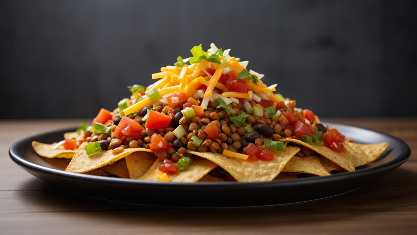 Spicy Lentil Nacho Plate