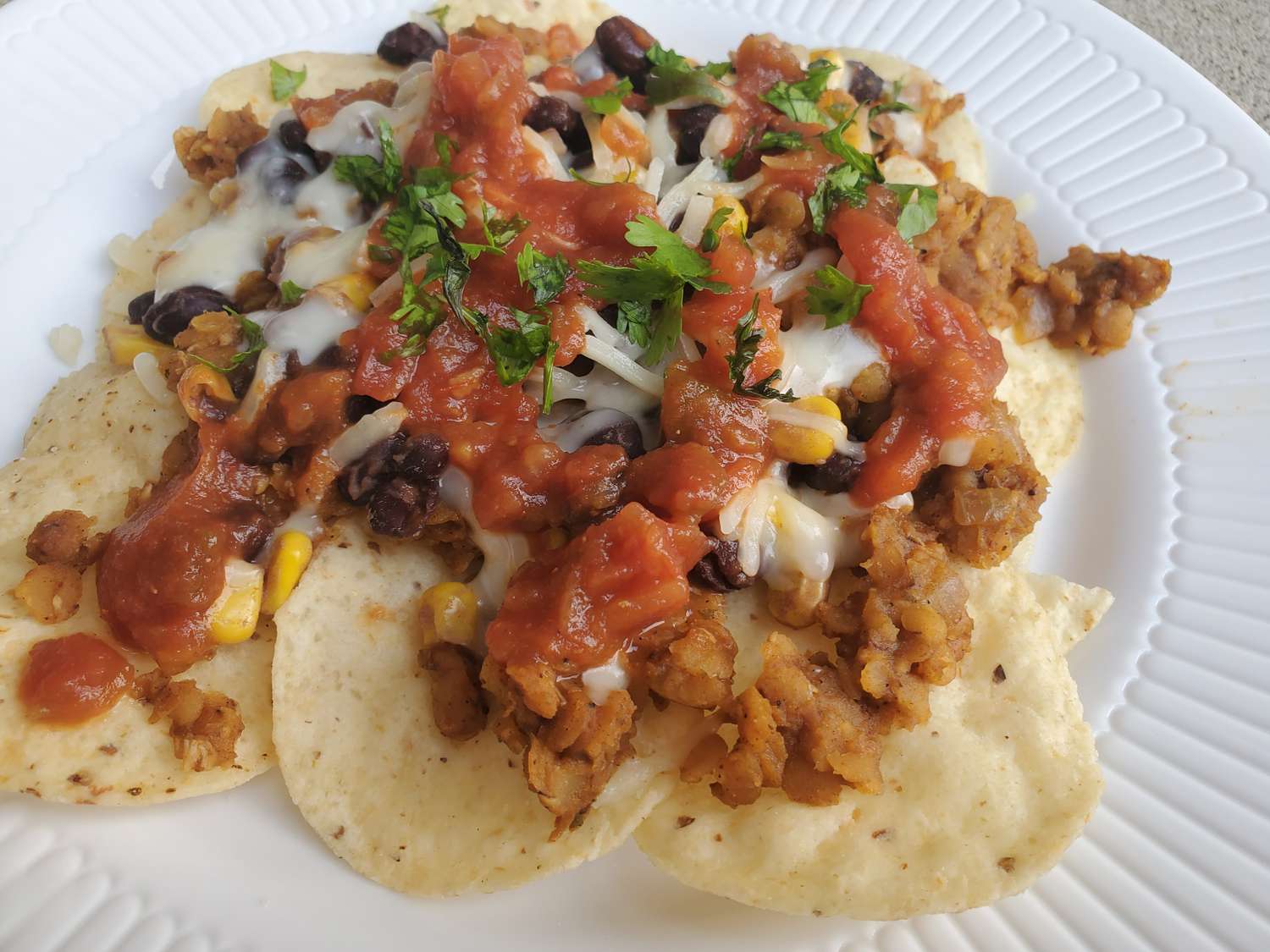 Spicy Lentil Nacho Plate